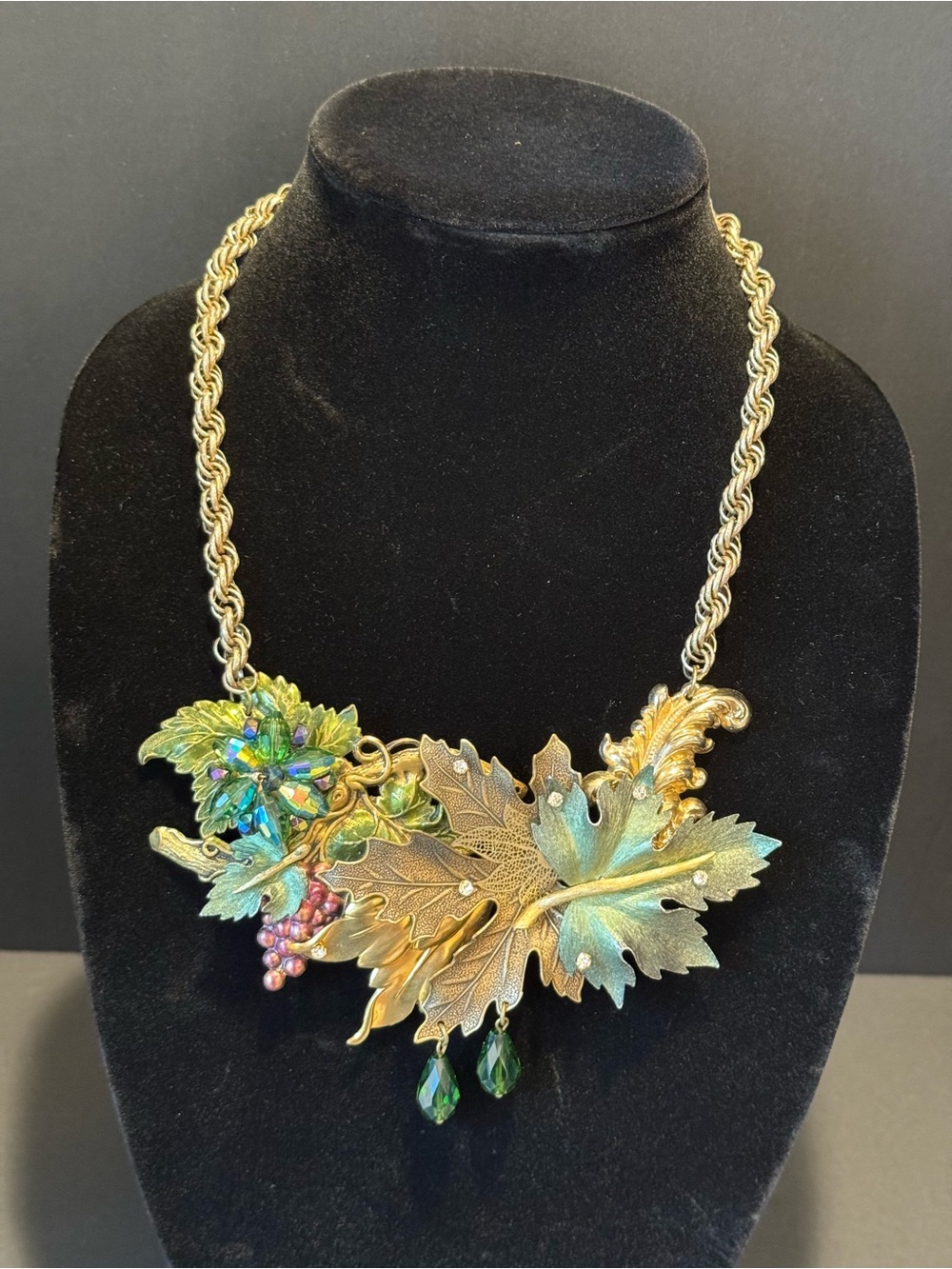 Artisan-Crafted Up-Cycled One-of-a-Kind Leaf Statement Necklace